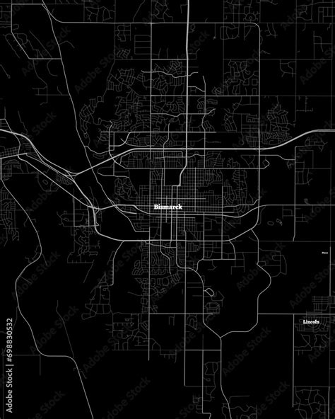 Bismarck North Dakota Map, Detailed Dark Map of Bismarck North Dakota ...