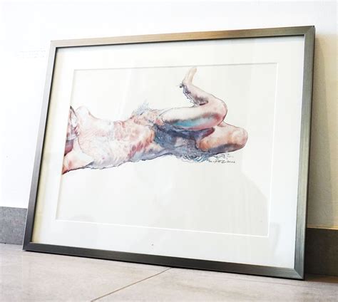 Original Watercolor Painting Nude Woman In Water Handmade Artwork Etsy