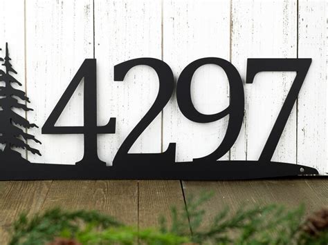 Rustic Metal House Number Metal Sign Custom Sign Pine Etsy