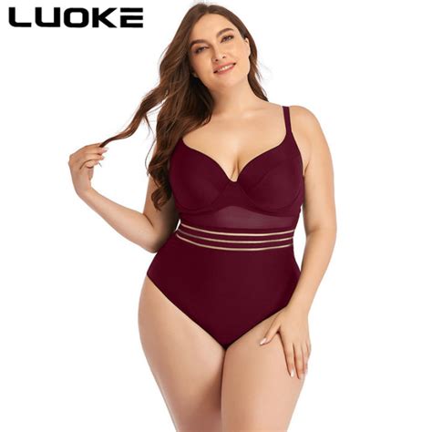 Luoke New Push Up One Piece Swimsuit Women Plus Size Swimwear Large Big