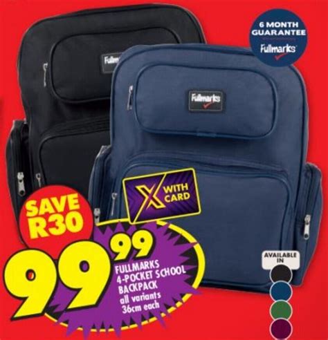 Fullmarks 4 Pocket School Backpack 36cm Offer At Shoprite