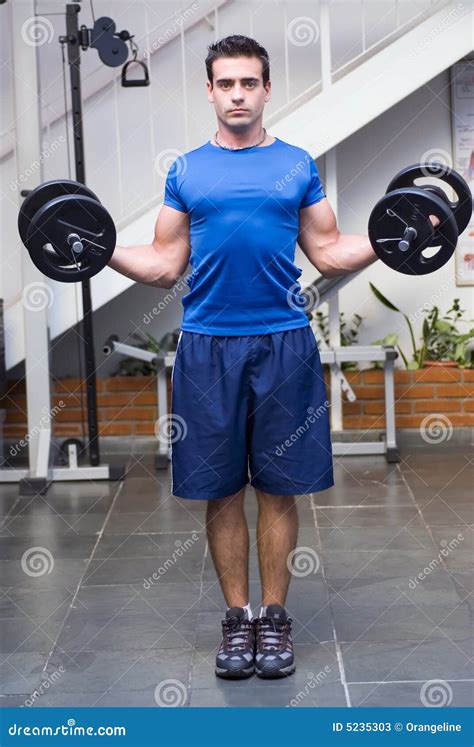 Curls with Dumbbell Weights Stock Image - Image of person, builder: 5235303