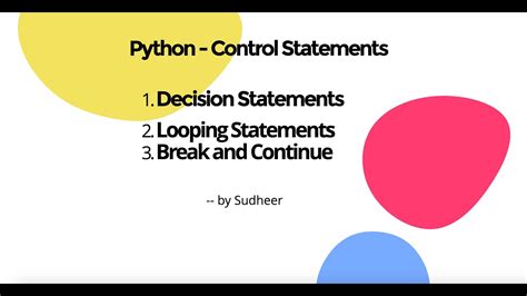 Python Control Statements Decission Looping Statements Youtube