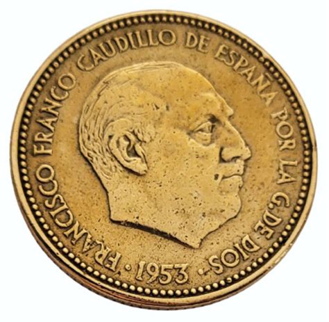 Moneda 25 Peseta Año 1953 Estrella 54 Francisco Franco Etsy España