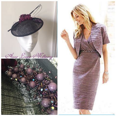 Plum & black bespoke mother of the bride fascinator with beading