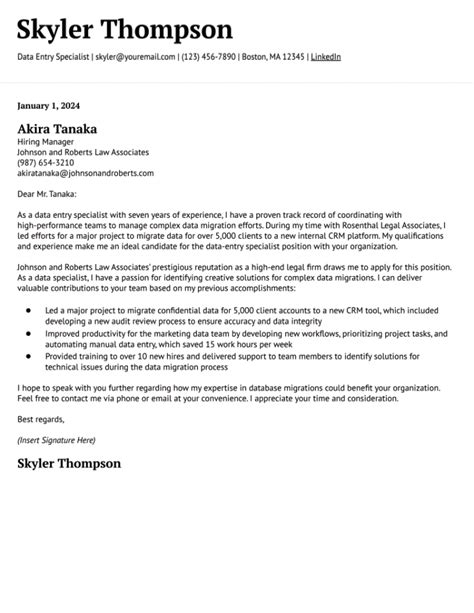 Data Entry Cover Letter Examples And Templates For 2024