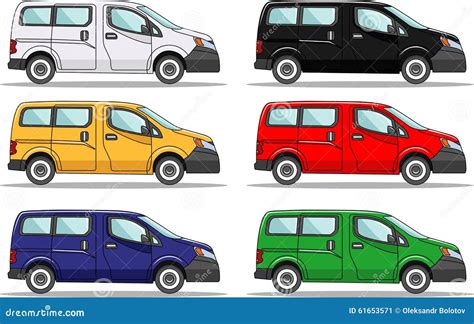 Sistema De Seis Coches Coloreados En Blanco Ilustraci N Del Vector