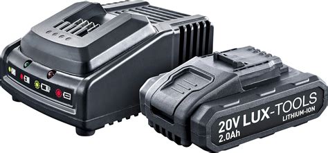 LUX-TOOLS AK-20Li/2,0 Ersatzakku-Set inkl. Ladegerät mit Lithium-Ionen ...