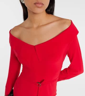 Off Shoulder Midi Dress In Red Norma Kamali Mytheresa