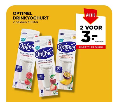 OPTIMEL DRINKYOGHURT 2 pakken à 1 liter aanbieding bij Jumbo