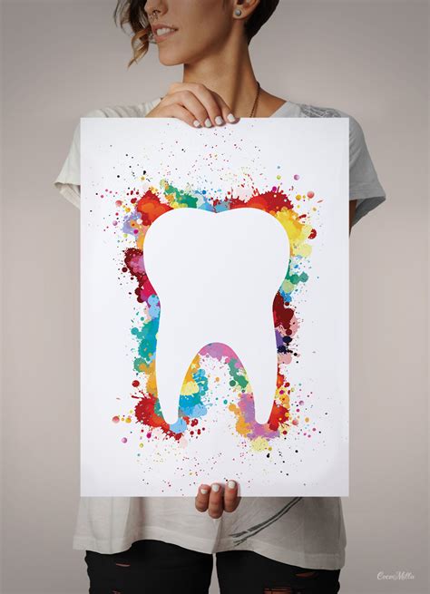 Teeth Art Watercolor Print Tooth Abstract Anatomical Art Etsy