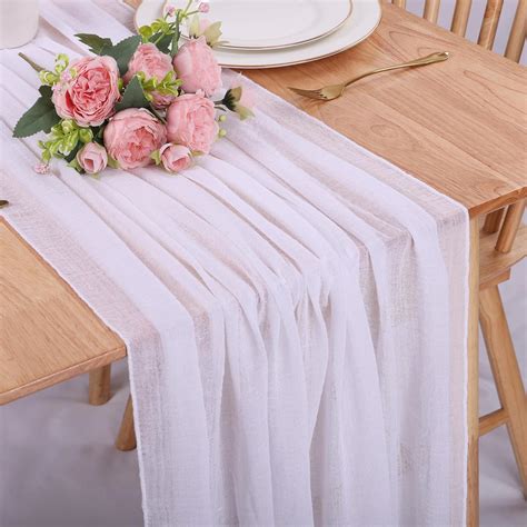 Amazon Sajoo White Cheesecloth Table Runner Boho Gauze Table