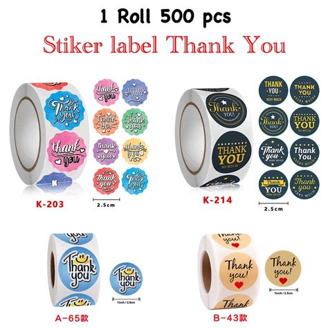 Jual WJ1512 Stiker Thank You 1 Roll Isi 500 Pcs Sticker Label Tempel