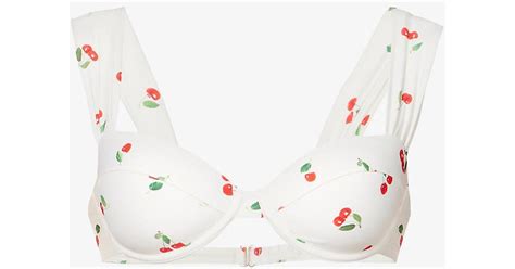 WeWoreWhat Synthetic Claudia Cherry Print Bikini Top In White Lyst