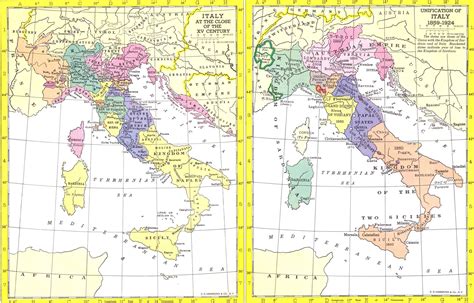 Italy Historic Political Map 15th Century And 1859 1924 Italy • Mappery