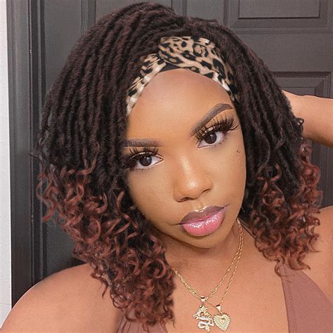 Amazon Hanne Fashion Faux Locs Headband Wig Short Dreadlock Wigs