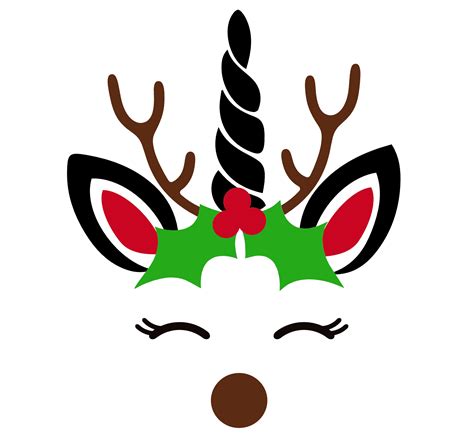 Christmas Unicorn Unicorn Face Free Svg File Svg Heart