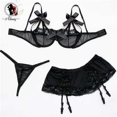 Alinry Open Bra Lingerie Set Sexy Transparent Erotic Costumes Babydoll Underwear Porno Mesh Bras