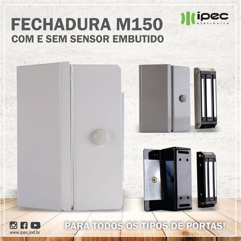 Fechadura Eletroimã M150 Eco c Sensor Cinza A2300 Ipec