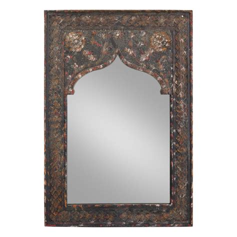 Latitude Vive Arbe Wood Framed Wall Mounted Accent Mirror In Brown