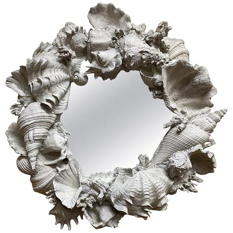 Seashell Encrusted Vintage Wall Mirror Palm Beach Vintage Coral Shell