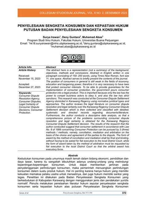 Pdf Penyelesaian Sengketa Konsumen Dan Kepastian Hukum Putusan Badan