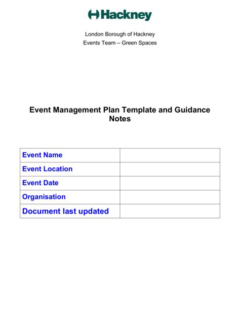 Event Management Plan Template And Guidance