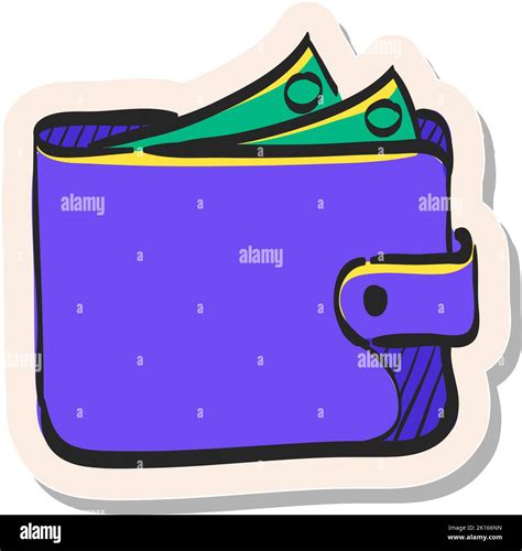 Hand Drawn Wallet Icon In Sticker Style Vector Illustration Stock