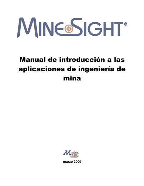 Pdf Minesight Manual De Introducci N A Las Aplicaci N De Ingenier A