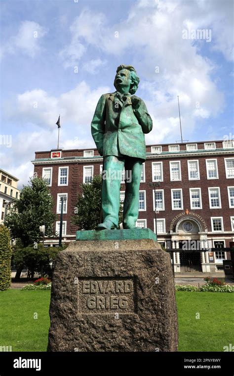 Edvard Grieg Statue In Festplassen Gardens Bergen City Hordaland