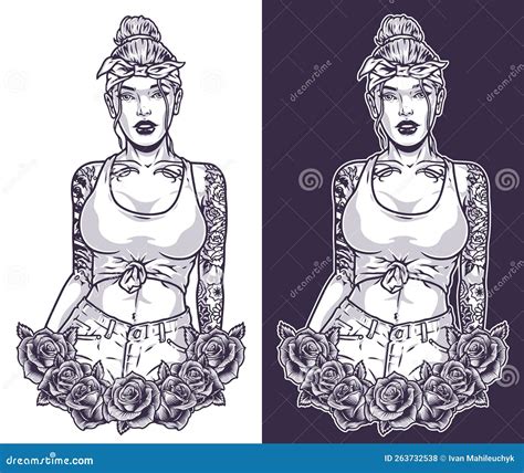 Chicano Hot Girl Monochrome Label Stock Vector Illustration Of Teen Head 263732538
