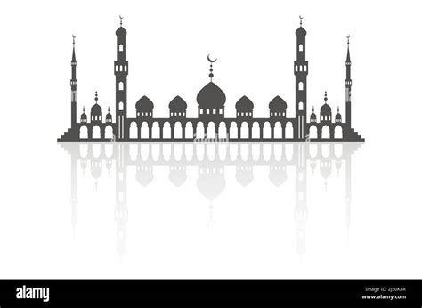 Mosque With Minarets On Skyline Islamic Architecture Silhouette