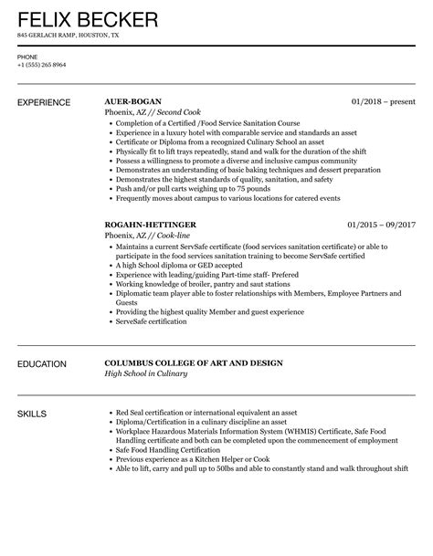 School Cook Resume