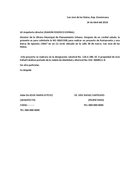 Carta A Director De Planeamiento Urbano Pdf