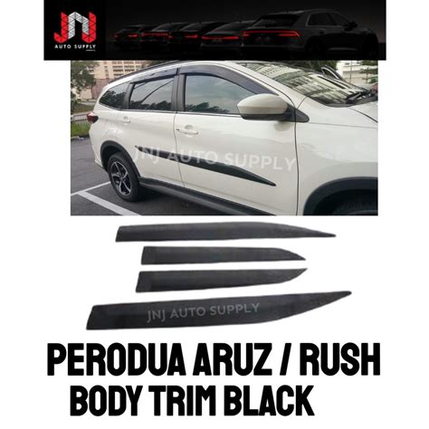 Black Perodua Aruz Rush Door Moulding Trim Lining Trd Design Shopee