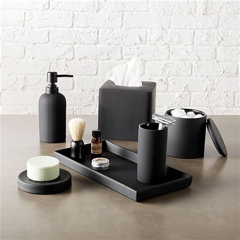 rubber coated black bath accessories | CB2