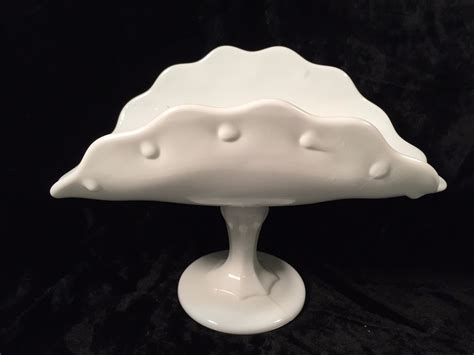 Vintage Indiana Glass Teardrop White Milk Glass Pedestal Banana Boat