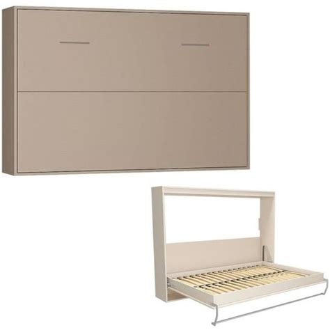 Armoire Lit Horizontale Escamotable STRADA V2 Taupe Mat Couchage 140