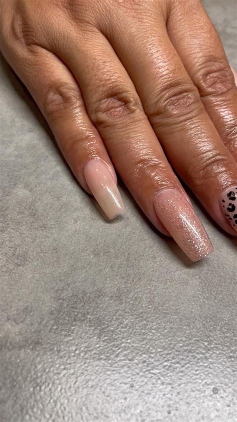 Leopard And Nude Coffin GelX Nails Nails Coffin Beauty