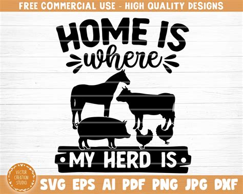 Home Is Where My Herd Is Svg Cut File Farm House Svg Farm Etsy