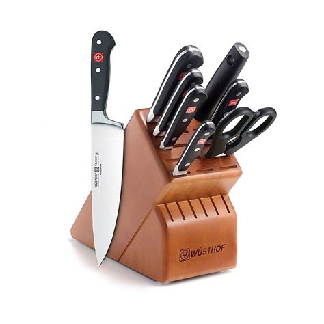 Wusthof® Classic 8 Piece Deluxe Wood Knife Block Set In Cherry Bed