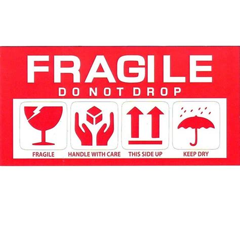 Red Fragile Warning Stickers For Safe Shipping Packing Of Goods With