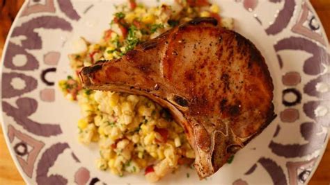 Pork Chops With Herb Creamed Corn Recipe Rachael Ray Show