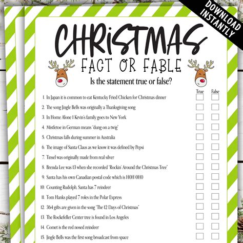 Christmas Fact or Fiction Game | Fact or Fable Christmas Party Game
