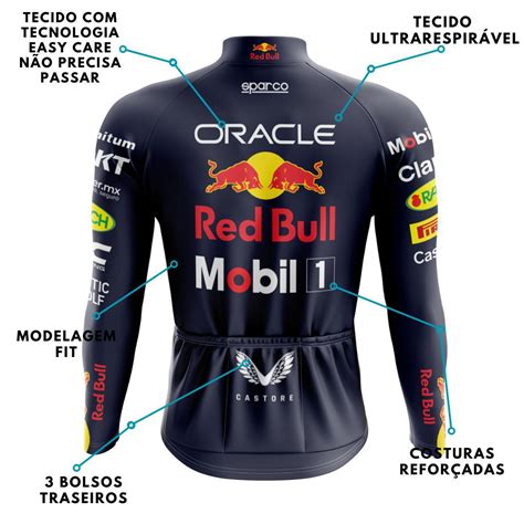 Conjunto Ciclismo Masculina Bermuda E Camisa Manga Longa Red Bull