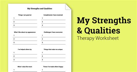 My Strengths And Qualities Worksheet Therapist Aid — Db