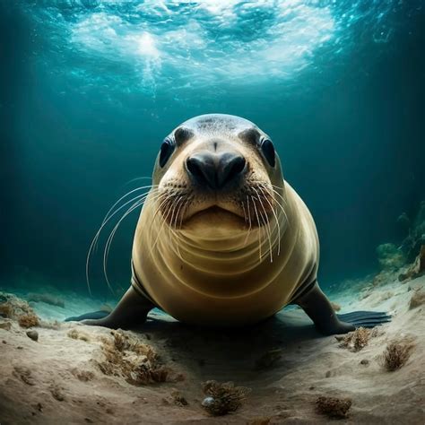 Premium Photo | Funny sea lion swimming underwater in the ocean Animal ...