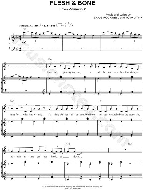 Flesh Bone From Zombies Sheet Music In D Minor Transposable