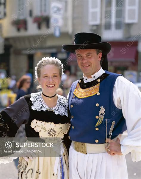 Couple Dressed In Traditional Costume Breton Traditional Dress