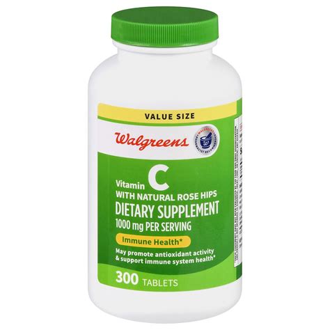 Walgreens Vitamin C With Natural Rose Hips 1000 Mg Tablets 300 Days